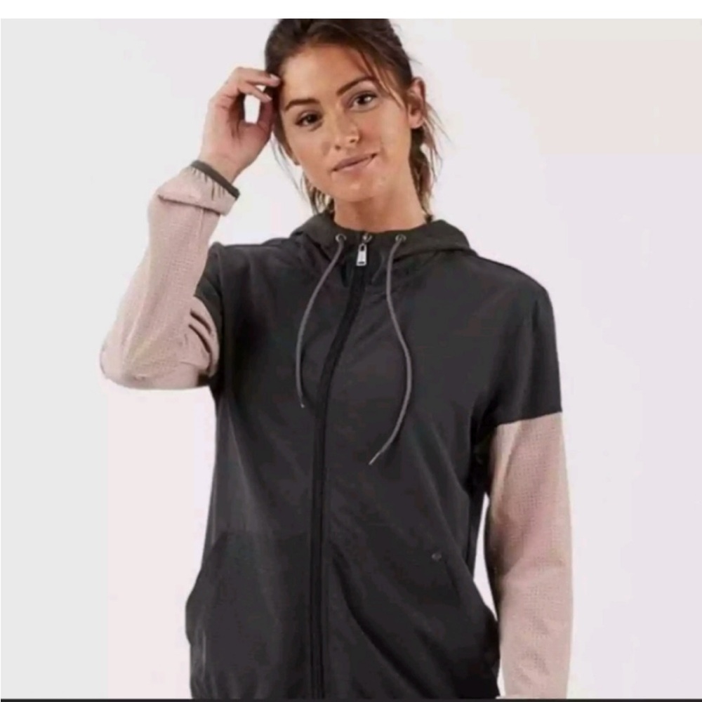 Vuori Stonesteps Windbreaker Hoodie Jacket Coat~Pink/Gray~XS